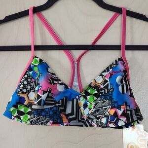 Speedo Women's Bikini Top - Blue, Pink, Green Geometric